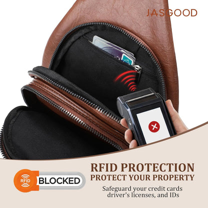 Anti Theft Crossbody Travel Bag for Women Men PU Leather Sling Bag with Adjustable Strap