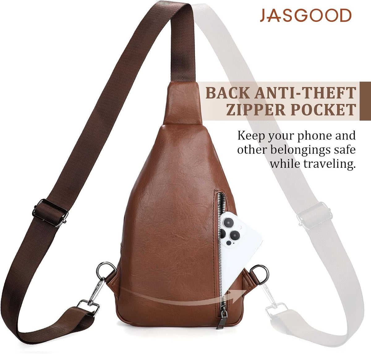 Anti Theft Crossbody Travel Bag for Women Men PU Leather Sling Bag with Adjustable Strap