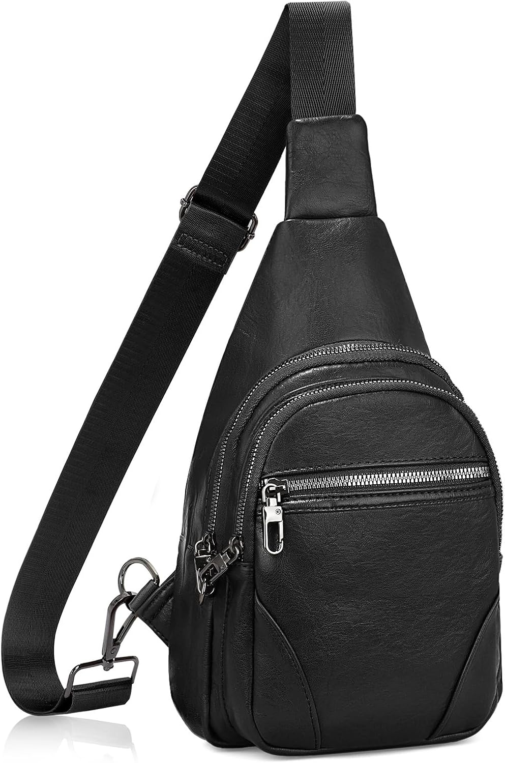 Anti Theft Crossbody Travel Bag for Women Men PU Leather Sling Bag with Adjustable Strap