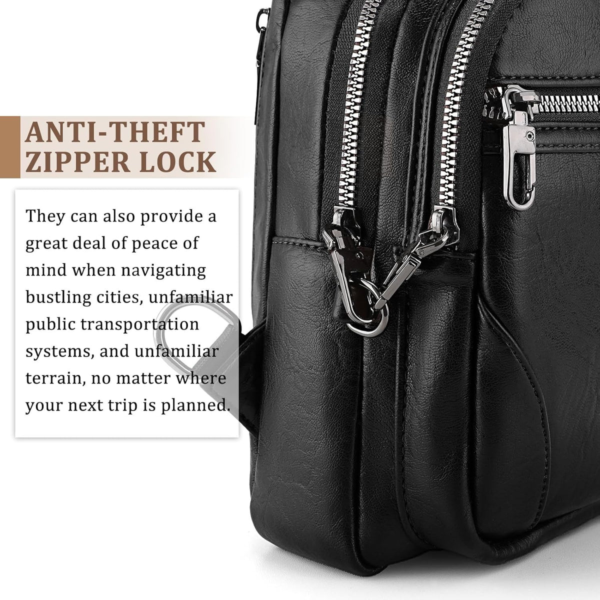 Anti Theft Crossbody Travel Bag for Women Men PU Leather Sling Bag with Adjustable Strap