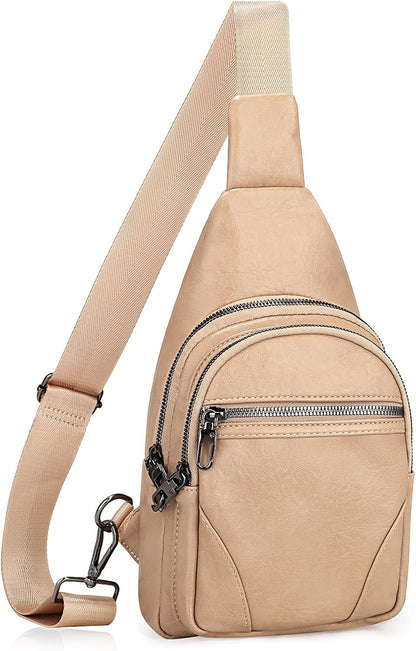 Anti Theft Crossbody Travel Bag for Women Men PU Leather Sling Bag with Adjustable Strap
