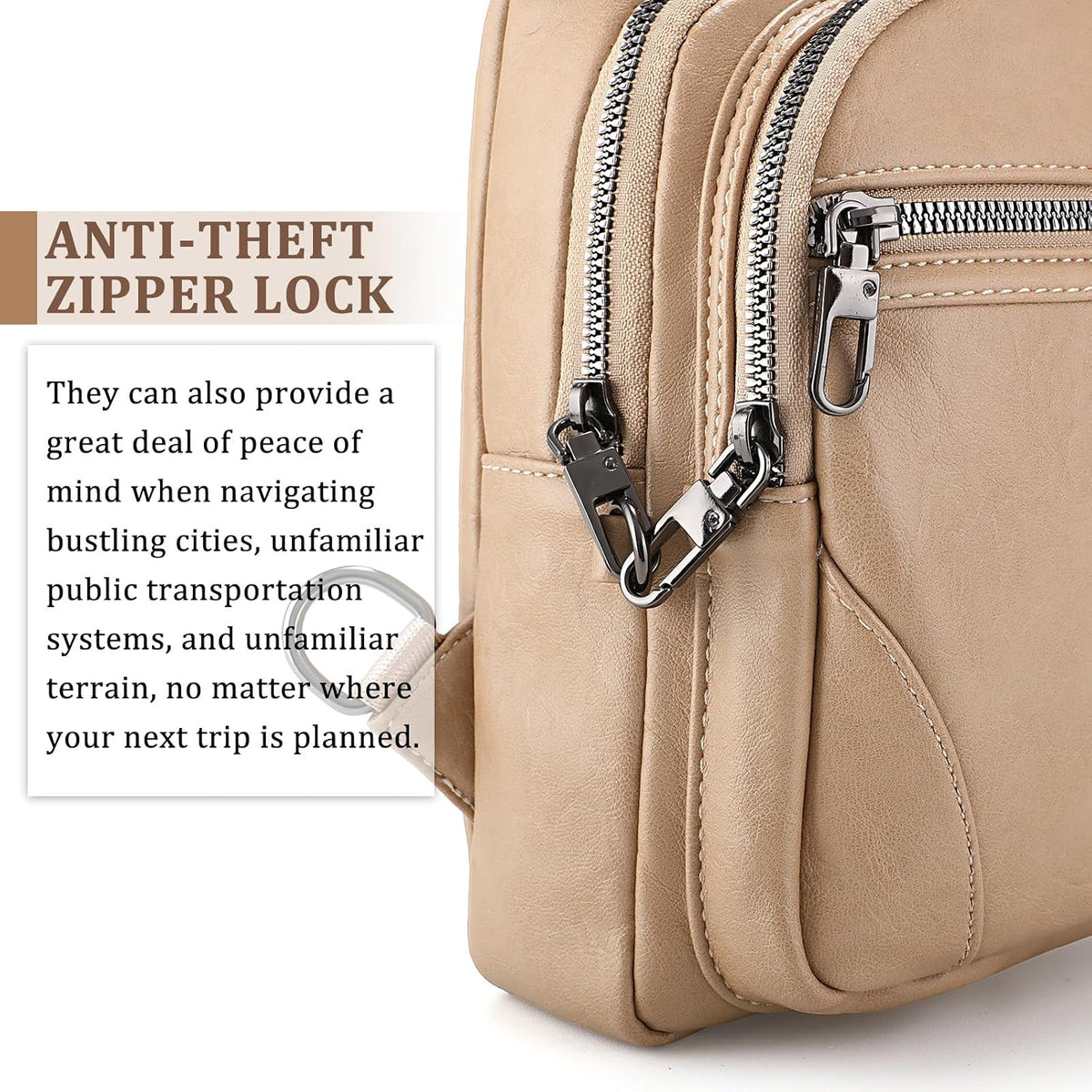 Anti Theft Crossbody Travel Bag for Women Men PU Leather Sling Bag with Adjustable Strap