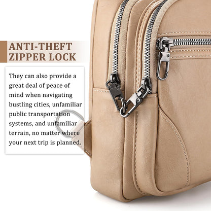 Anti Theft Crossbody Travel Bag for Women Men PU Leather Sling Bag with Adjustable Strap
