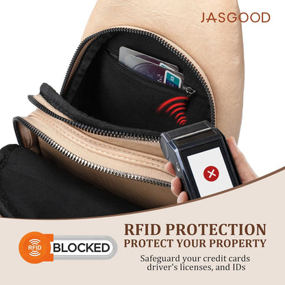 Anti Theft Crossbody Travel Bag for Women Men PU Leather Sling Bag with Adjustable Strap