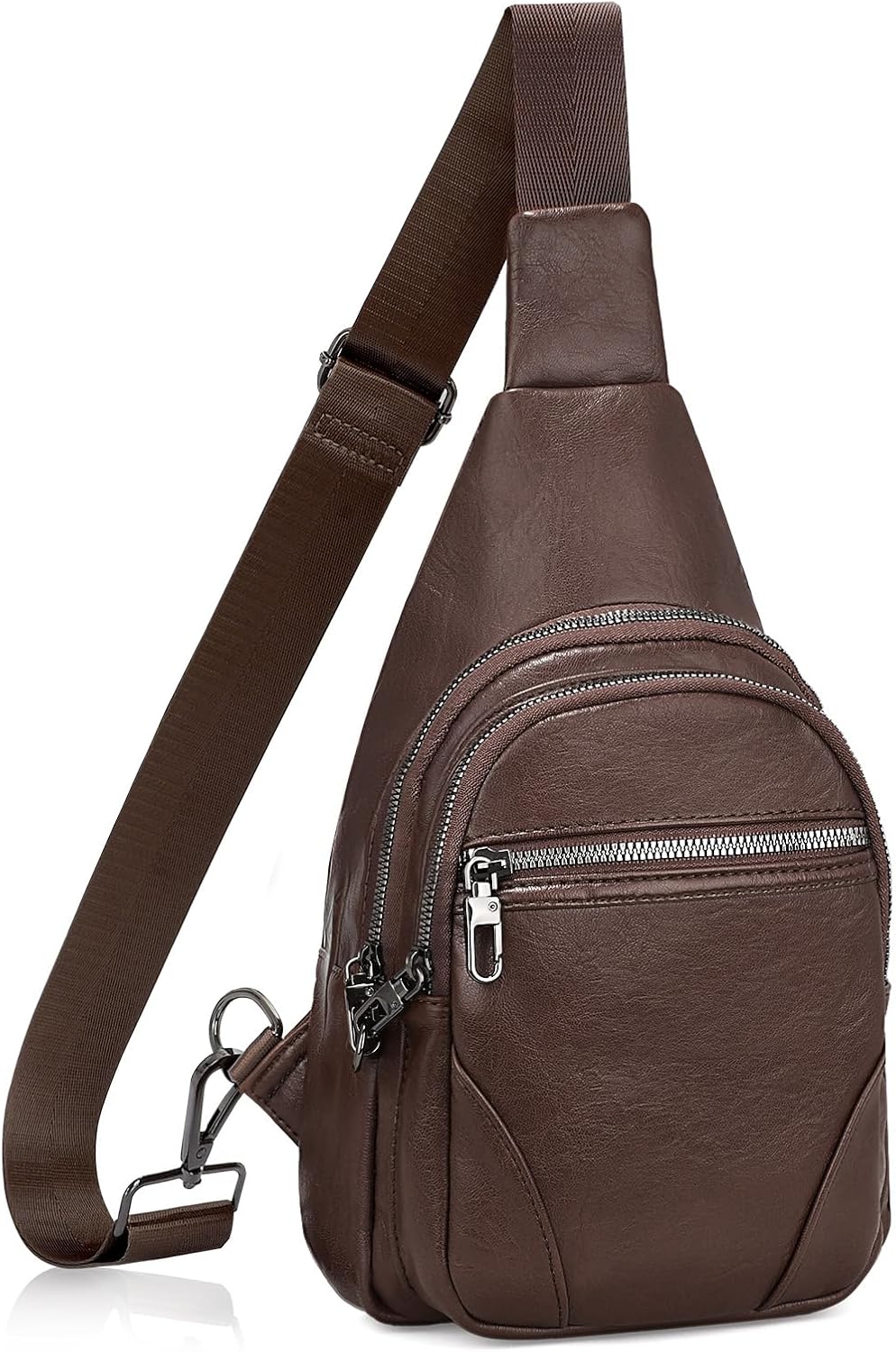 Anti Theft Crossbody Travel Bag for Women Men PU Leather Sling Bag with Adjustable Strap