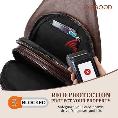 Anti Theft Crossbody Travel Bag for Women Men PU Leather Sling Bag with Adjustable Strap