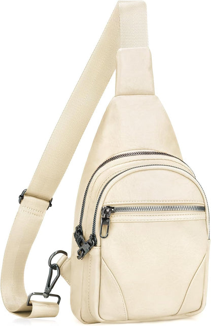 Anti Theft Crossbody Travel Bag for Women Men PU Leather Sling Bag with Adjustable Strap