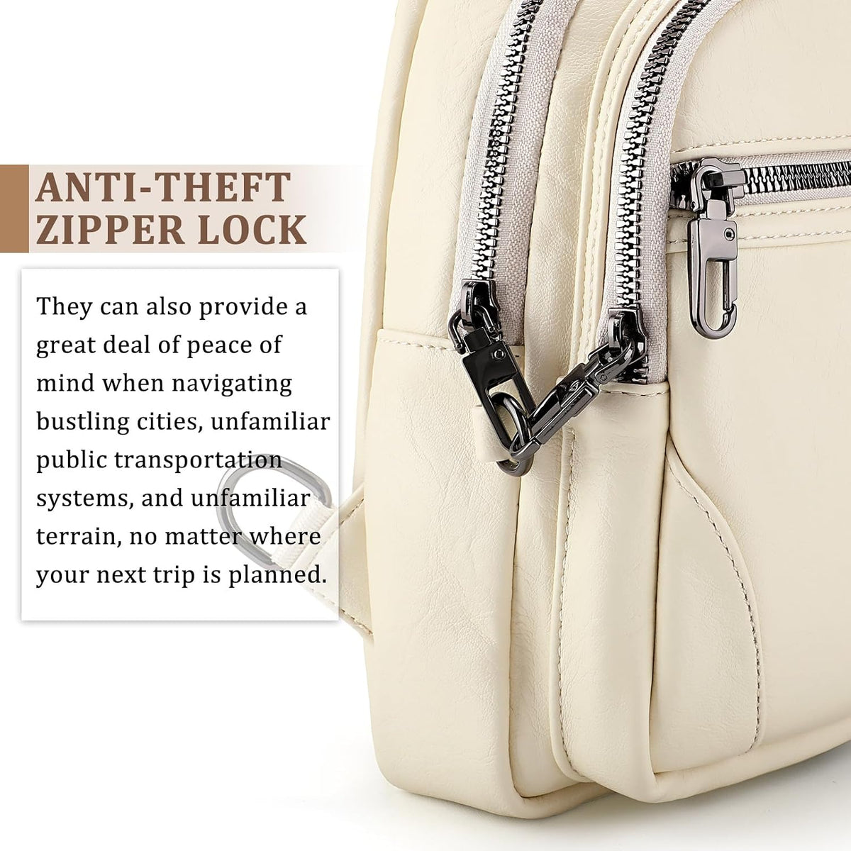 Anti Theft Crossbody Travel Bag for Women Men PU Leather Sling Bag with Adjustable Strap
