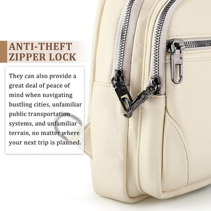 Anti Theft Crossbody Travel Bag for Women Men PU Leather Sling Bag with Adjustable Strap