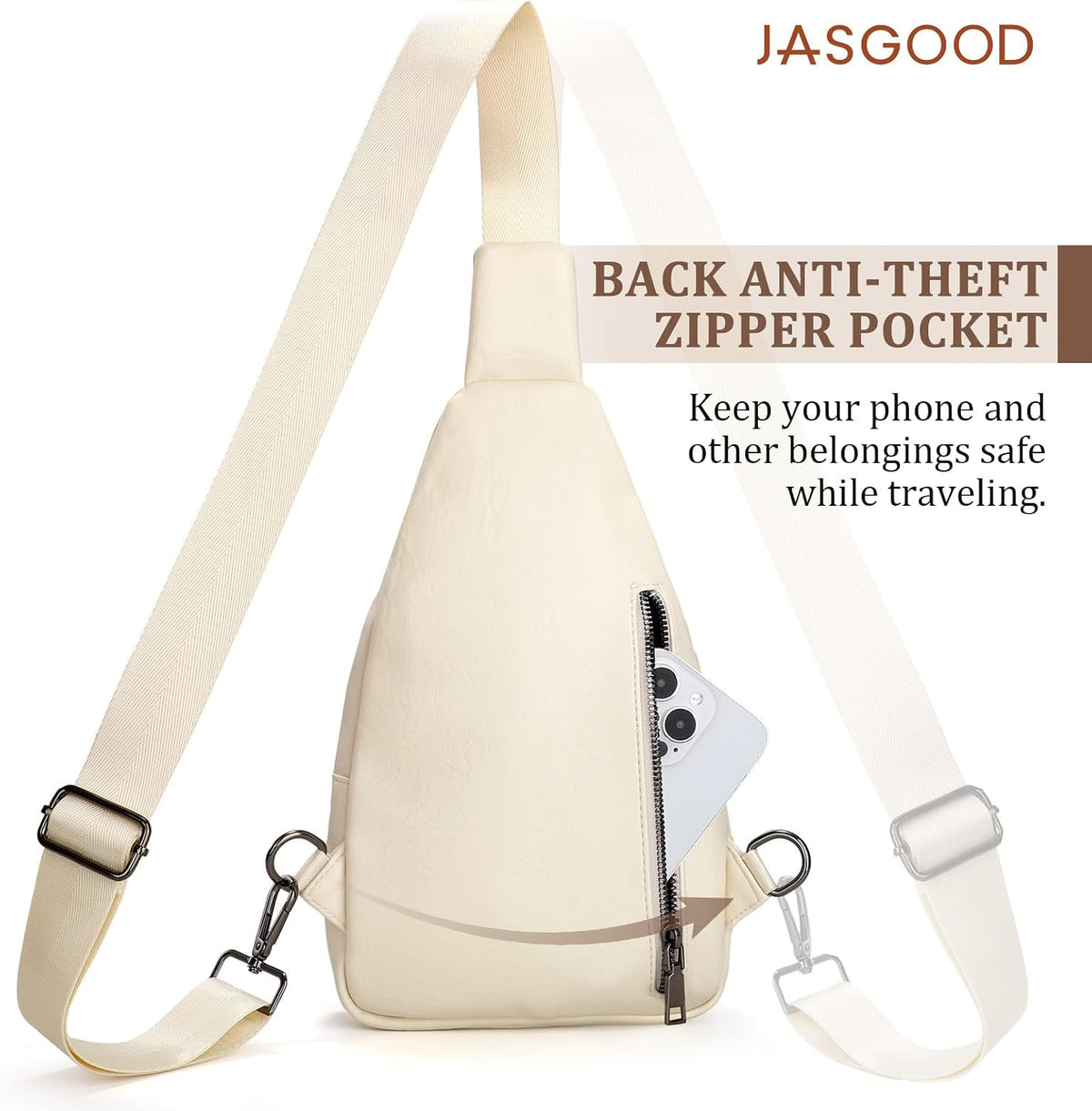 Anti Theft Crossbody Travel Bag for Women Men PU Leather Sling Bag with Adjustable Strap