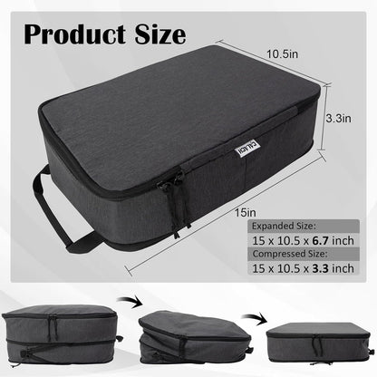 Compression Packing Cubes for Travel Essentials, 2 Set Expandable Compression Bags for Travel Packing Cubes for Suitcase Luggage Organizer Bags, Blue Mesh