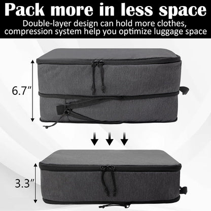 Compression Packing Cubes for Travel Essentials, 2 Set Expandable Compression Bags for Travel Packing Cubes for Suitcase Luggage Organizer Bags, Blue Mesh