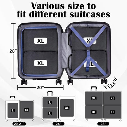 Compression Packing Cubes for Travel Essentials, 2 Set Expandable Compression Bags for Travel Packing Cubes for Suitcase Luggage Organizer Bags, Blue Mesh