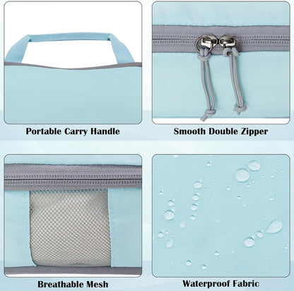 Compression Packing Cubes for Travel Essentials, 2 Set Expandable Compression Bags for Travel Packing Cubes for Suitcase Luggage Organizer Bags, Blue Mesh