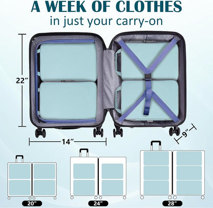 Compression Packing Cubes for Travel Essentials, 2 Set Expandable Compression Bags for Travel Packing Cubes for Suitcase Luggage Organizer Bags, Blue Mesh