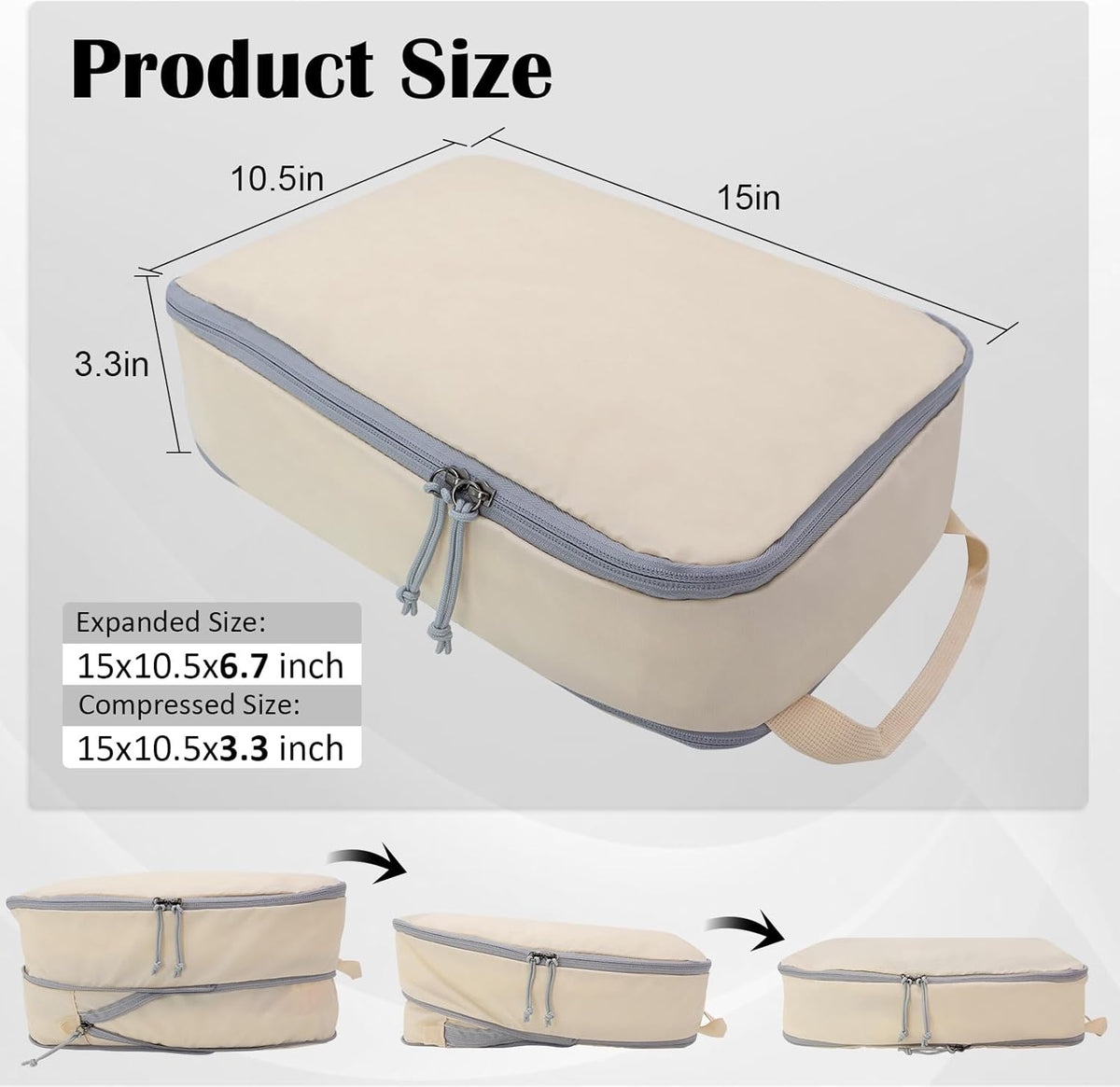 Compression Packing Cubes for Travel Essentials, 2 Set Expandable Compression Bags for Travel Packing Cubes for Suitcase Luggage Organizer Bags, Blue Mesh