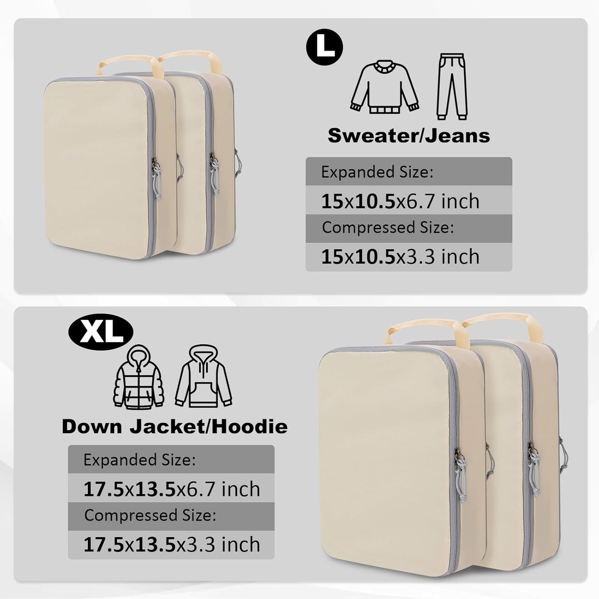 Compression Packing Cubes for Travel Essentials, 2 Set Expandable Compression Bags for Travel Packing Cubes for Suitcase Luggage Organizer Bags, Blue Mesh