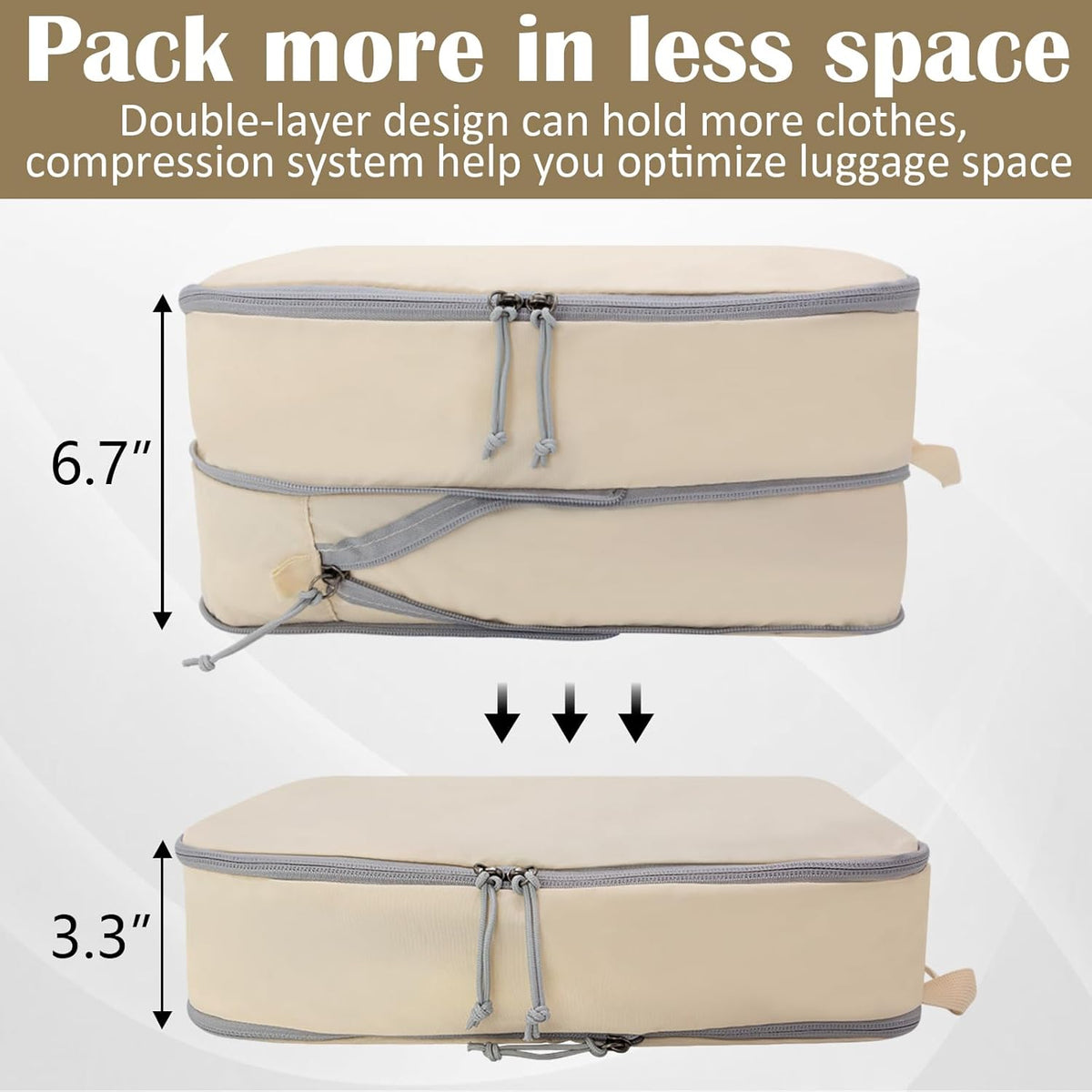 Compression Packing Cubes for Travel Essentials, 2 Set Expandable Compression Bags for Travel Packing Cubes for Suitcase Luggage Organizer Bags, Blue Mesh