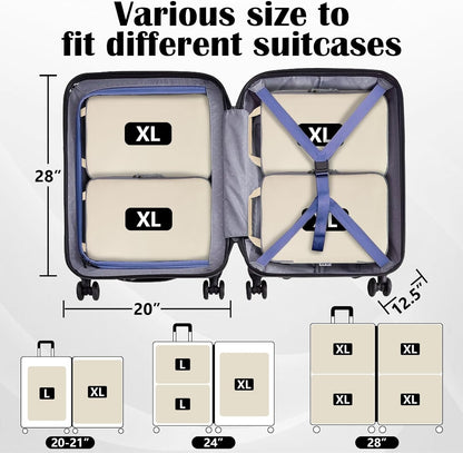 Compression Packing Cubes for Travel Essentials, 2 Set Expandable Compression Bags for Travel Packing Cubes for Suitcase Luggage Organizer Bags, Blue Mesh