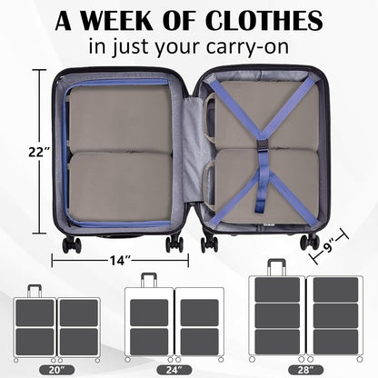 Compression Packing Cubes for Travel Essentials, 2 Set Expandable Compression Bags for Travel Packing Cubes for Suitcase Luggage Organizer Bags, Blue Mesh