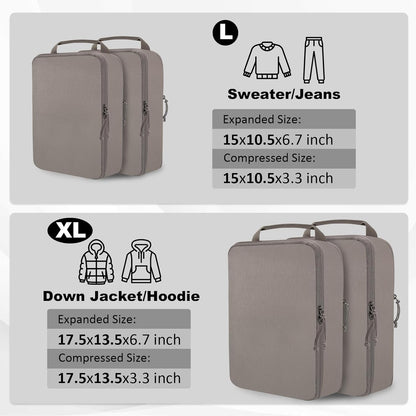 Compression Packing Cubes for Travel Essentials, 2 Set Expandable Compression Bags for Travel Packing Cubes for Suitcase Luggage Organizer Bags, Blue Mesh