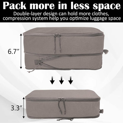 Compression Packing Cubes for Travel Essentials, 2 Set Expandable Compression Bags for Travel Packing Cubes for Suitcase Luggage Organizer Bags, Blue Mesh