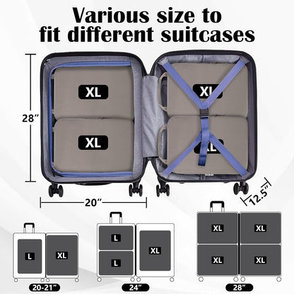 Compression Packing Cubes for Travel Essentials, 2 Set Expandable Compression Bags for Travel Packing Cubes for Suitcase Luggage Organizer Bags, Blue Mesh