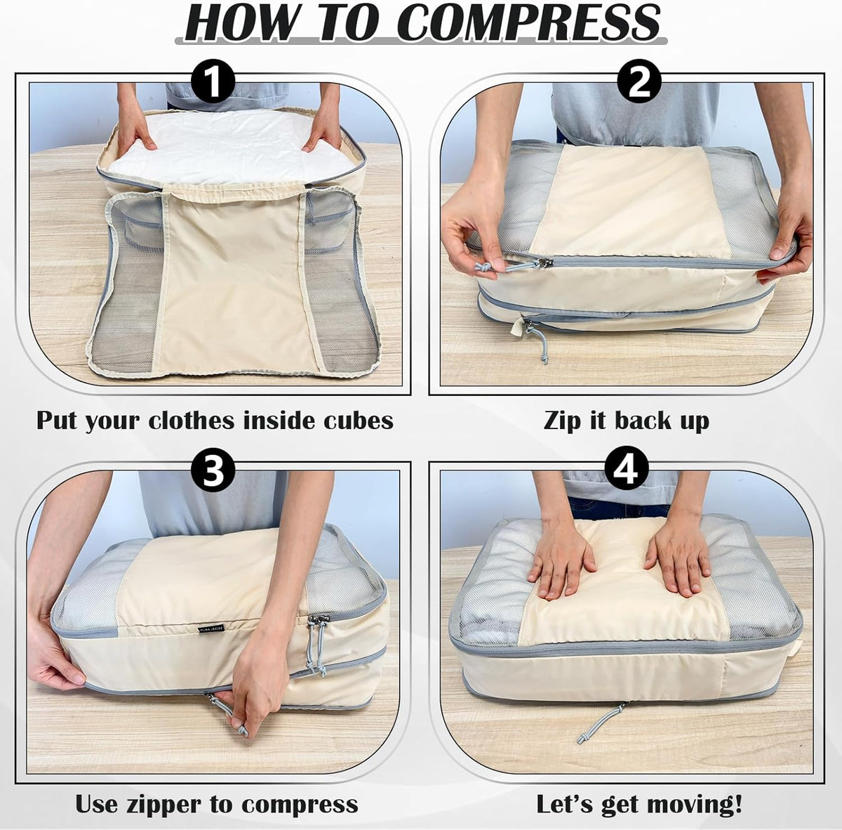 Compression Packing Cubes for Travel Essentials, 2 Set Expandable Compression Bags for Travel Packing Cubes for Suitcase Luggage Organizer Bags, Blue Mesh