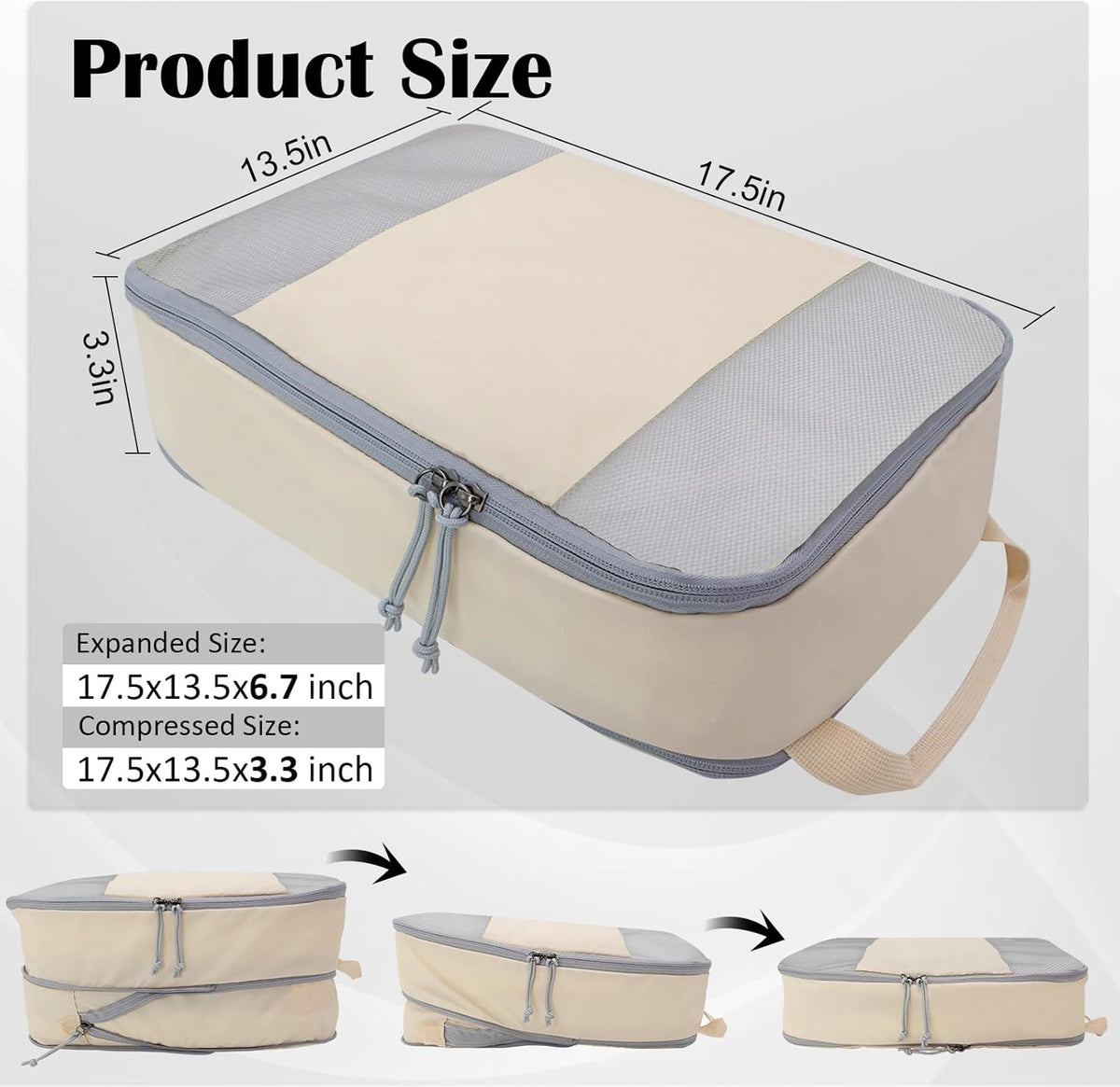Compression Packing Cubes for Travel Essentials, 2 Set Expandable Compression Bags for Travel Packing Cubes for Suitcase Luggage Organizer Bags, Blue Mesh