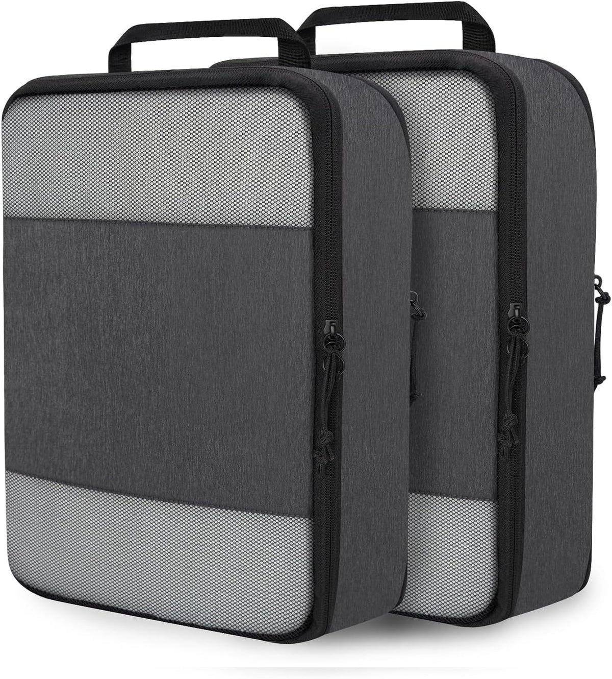 Compression Packing Cubes for Travel Essentials, 2 Set Expandable Compression Bags for Travel Packing Cubes for Suitcase Luggage Organizer Bags, Blue Mesh