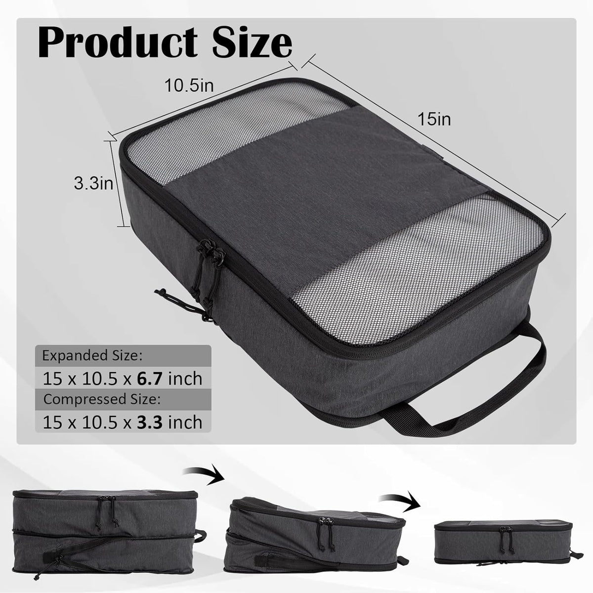 Compression Packing Cubes for Travel Essentials, 2 Set Expandable Compression Bags for Travel Packing Cubes for Suitcase Luggage Organizer Bags, Blue Mesh