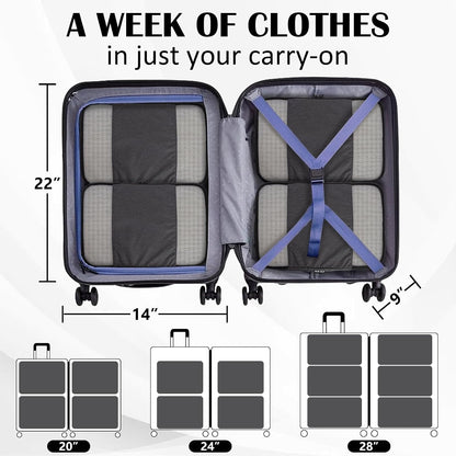 Compression Packing Cubes for Travel Essentials, 2 Set Expandable Compression Bags for Travel Packing Cubes for Suitcase Luggage Organizer Bags, Blue Mesh