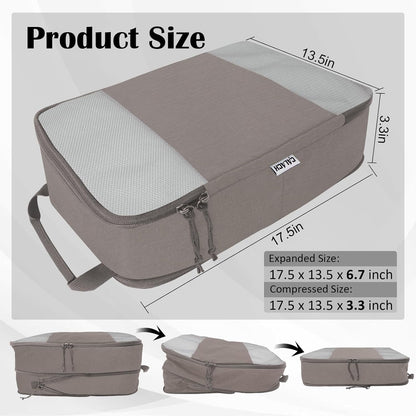 Compression Packing Cubes for Travel Essentials, 2 Set Expandable Compression Bags for Travel Packing Cubes for Suitcase Luggage Organizer Bags, Blue Mesh