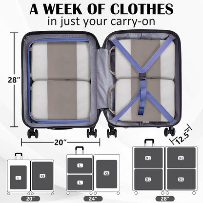 Compression Packing Cubes for Travel Essentials, 2 Set Expandable Compression Bags for Travel Packing Cubes for Suitcase Luggage Organizer Bags, Blue Mesh