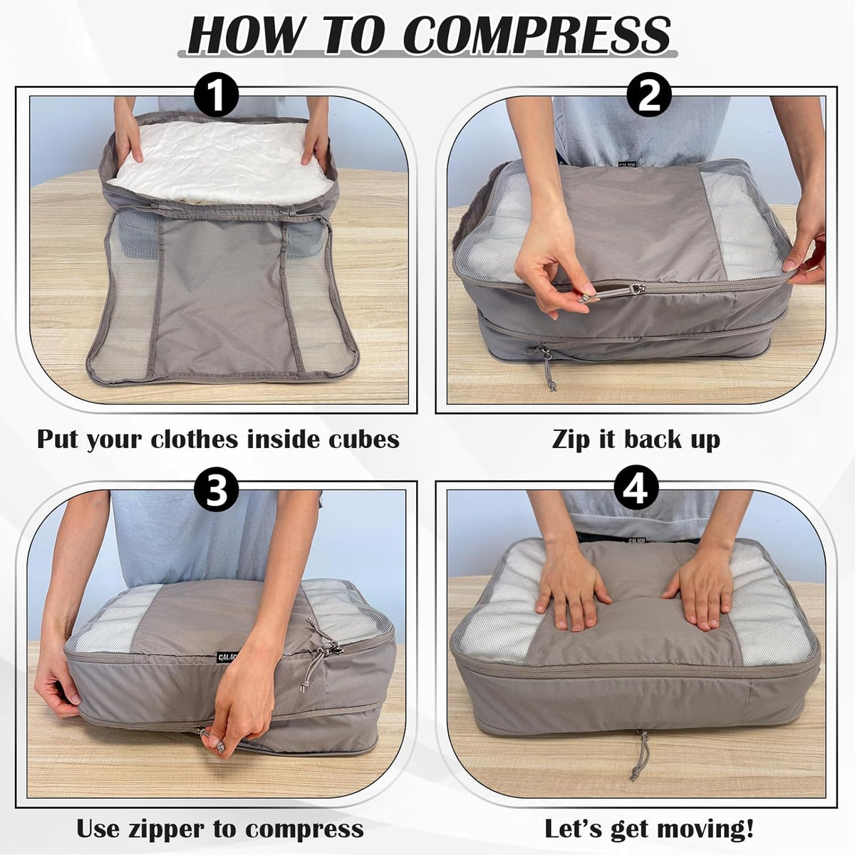 Compression Packing Cubes for Travel Essentials, 2 Set Expandable Compression Bags for Travel Packing Cubes for Suitcase Luggage Organizer Bags, Blue Mesh
