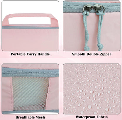 Compression Packing Cubes for Travel Essentials, 2 Set Expandable Compression Bags for Travel Packing Cubes for Suitcase Luggage Organizer Bags, Blue Mesh