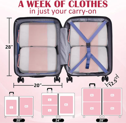 Compression Packing Cubes for Travel Essentials, 2 Set Expandable Compression Bags for Travel Packing Cubes for Suitcase Luggage Organizer Bags, Blue Mesh