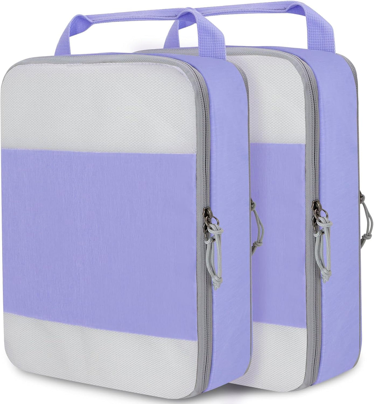 Compression Packing Cubes for Travel Essentials, 2 Set Expandable Compression Bags for Travel Packing Cubes for Suitcase Luggage Organizer Bags, Blue Mesh