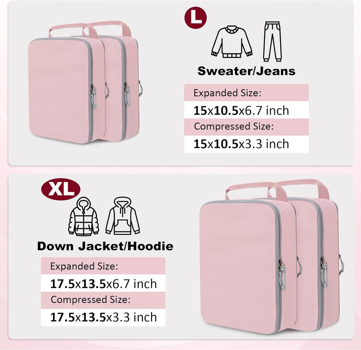 Compression Packing Cubes for Travel Essentials, 2 Set Expandable Compression Bags for Travel Packing Cubes for Suitcase Luggage Organizer Bags, Blue Mesh