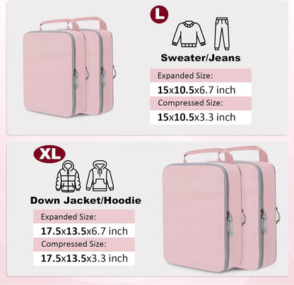 Compression Packing Cubes for Travel Essentials, 2 Set Expandable Compression Bags for Travel Packing Cubes for Suitcase Luggage Organizer Bags, Blue Mesh