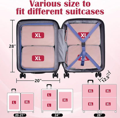 Compression Packing Cubes for Travel Essentials, 2 Set Expandable Compression Bags for Travel Packing Cubes for Suitcase Luggage Organizer Bags, Blue Mesh