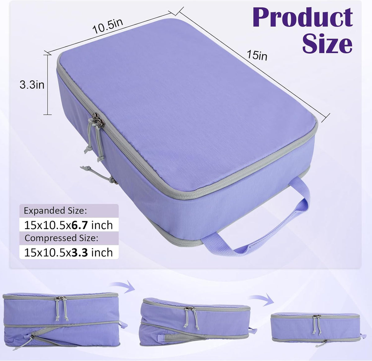 Compression Packing Cubes for Travel Essentials, 2 Set Expandable Compression Bags for Travel Packing Cubes for Suitcase Luggage Organizer Bags, Blue Mesh