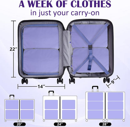 Compression Packing Cubes for Travel Essentials, 2 Set Expandable Compression Bags for Travel Packing Cubes for Suitcase Luggage Organizer Bags, Blue Mesh