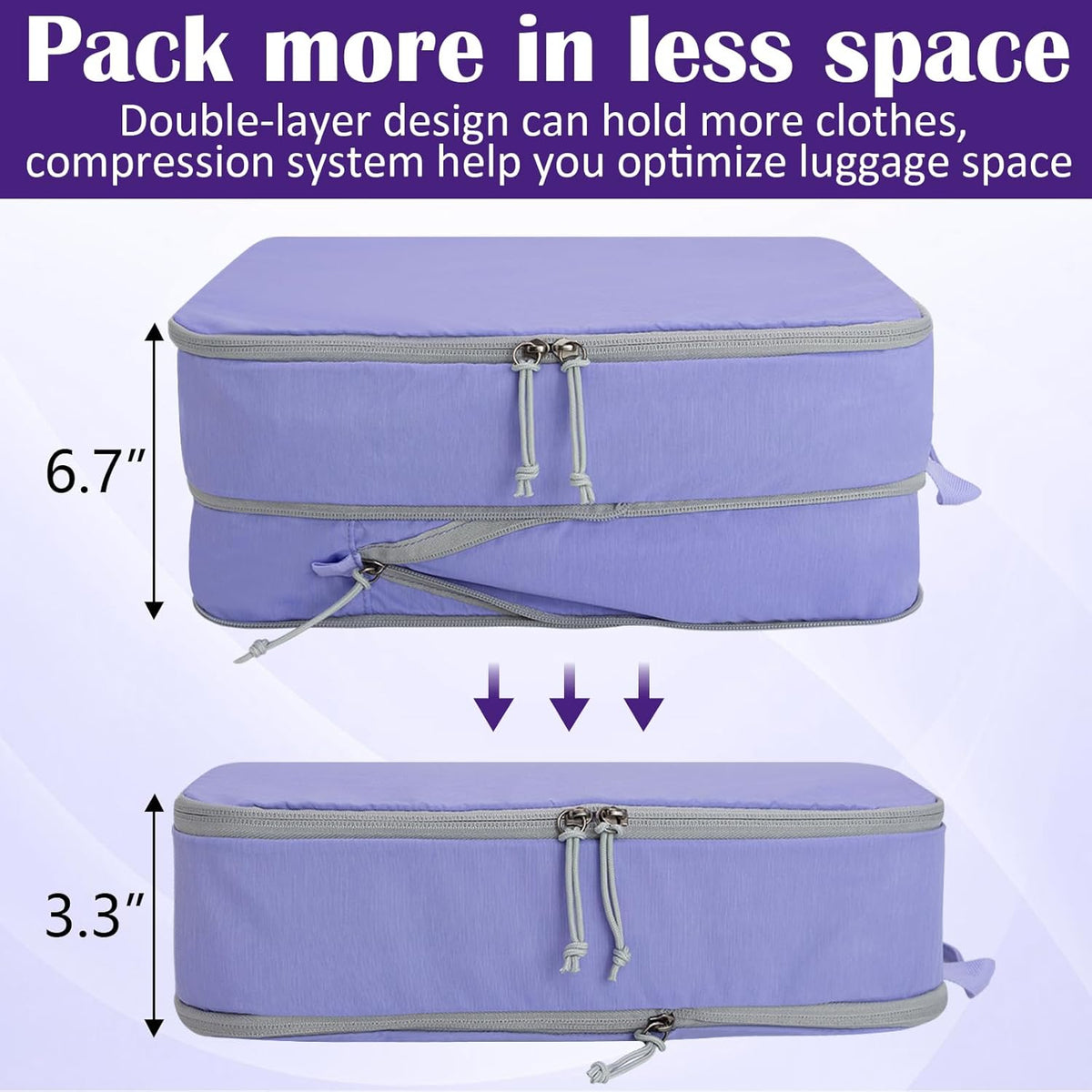 Compression Packing Cubes for Travel Essentials, 2 Set Expandable Compression Bags for Travel Packing Cubes for Suitcase Luggage Organizer Bags, Blue Mesh