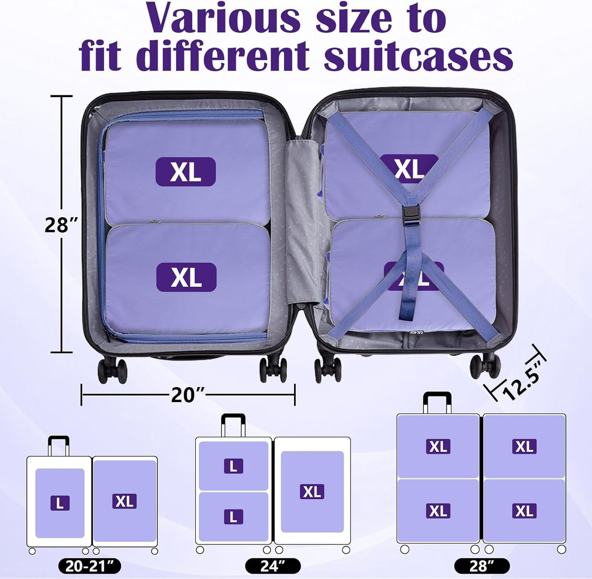 Compression Packing Cubes for Travel Essentials, 2 Set Expandable Compression Bags for Travel Packing Cubes for Suitcase Luggage Organizer Bags, Blue Mesh
