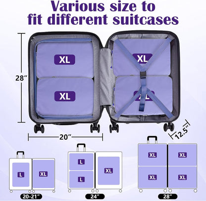 Compression Packing Cubes for Travel Essentials, 2 Set Expandable Compression Bags for Travel Packing Cubes for Suitcase Luggage Organizer Bags, Blue Mesh