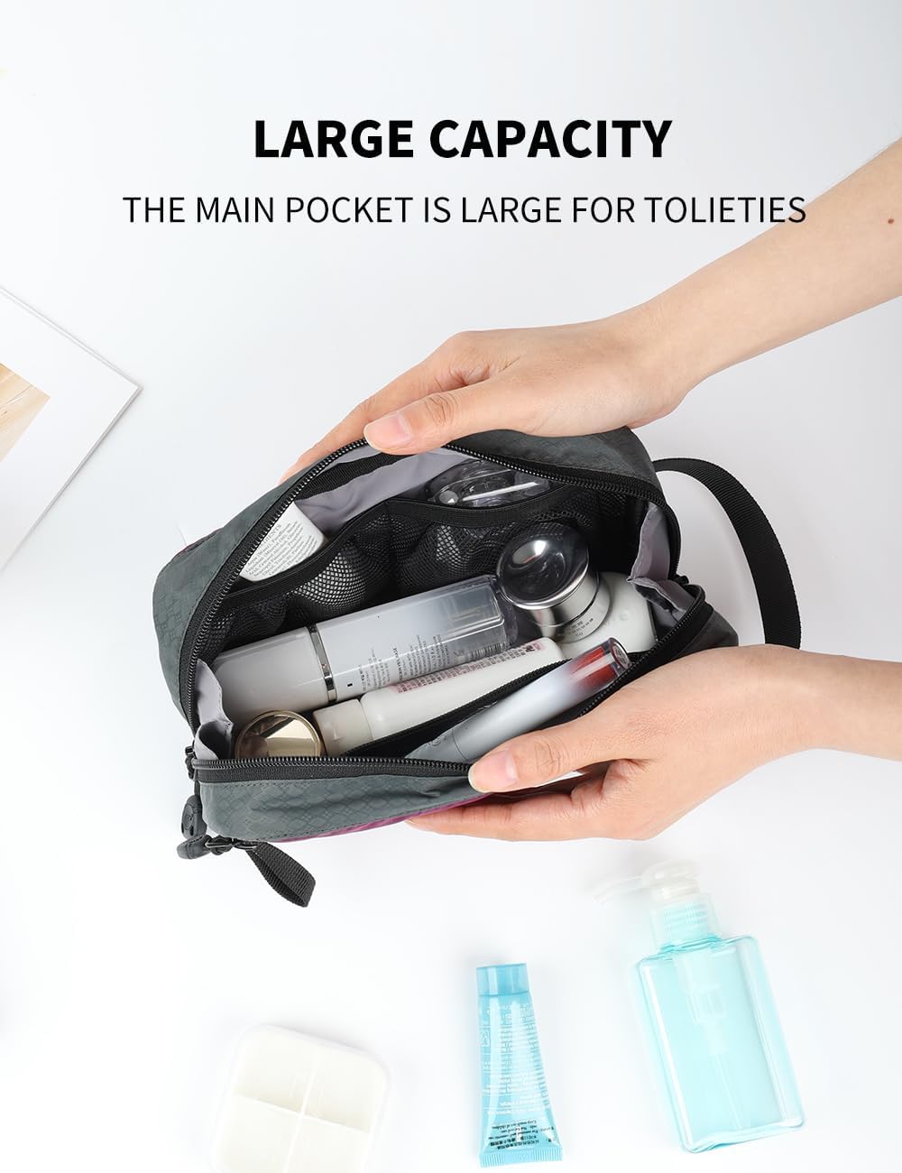 Travel Small Toiletry Bag for Men Nylon Dopp Kit Medicine Bag Travel Organizer Pouch Shave Kits for Teens Toiletry Essentials Bathroom Compact Purple 9.8 * 4.3 * 3.3 Inches