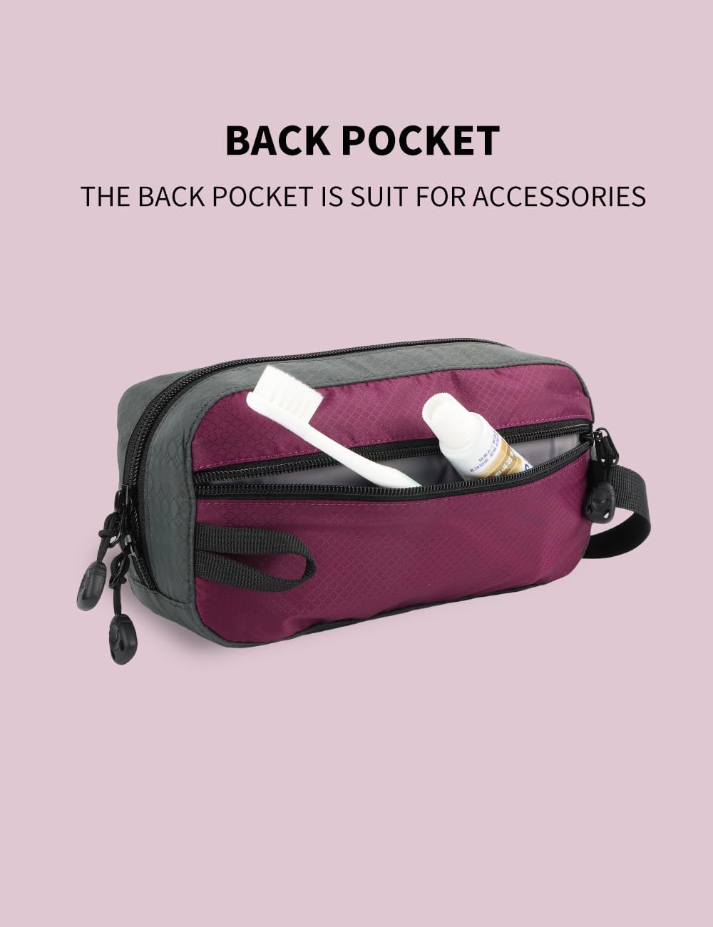 Travel Small Toiletry Bag for Men Nylon Dopp Kit Medicine Bag Travel Organizer Pouch Shave Kits for Teens Toiletry Essentials Bathroom Compact Purple 9.8 * 4.3 * 3.3 Inches