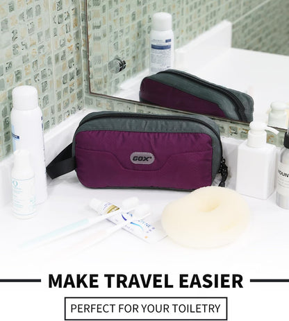 Travel Small Toiletry Bag for Men Nylon Dopp Kit Medicine Bag Travel Organizer Pouch Shave Kits for Teens Toiletry Essentials Bathroom Compact Purple 9.8 * 4.3 * 3.3 Inches