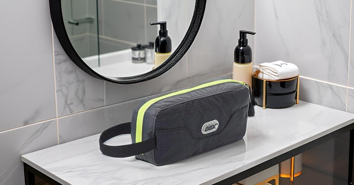 Travel Small Toiletry Bag for Men Nylon Dopp Kit Medicine Bag Travel Organizer Pouch Shave Kits for Teens Toiletry Essentials Bathroom Compact Purple 9.8 * 4.3 * 3.3 Inches